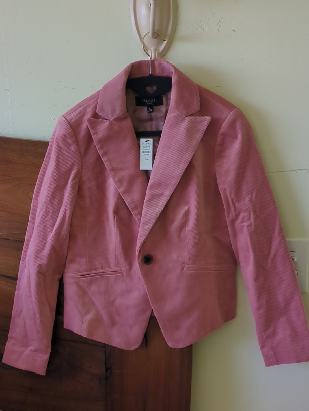 Talbots Rose Pink Corduroy Single-Button Blazer